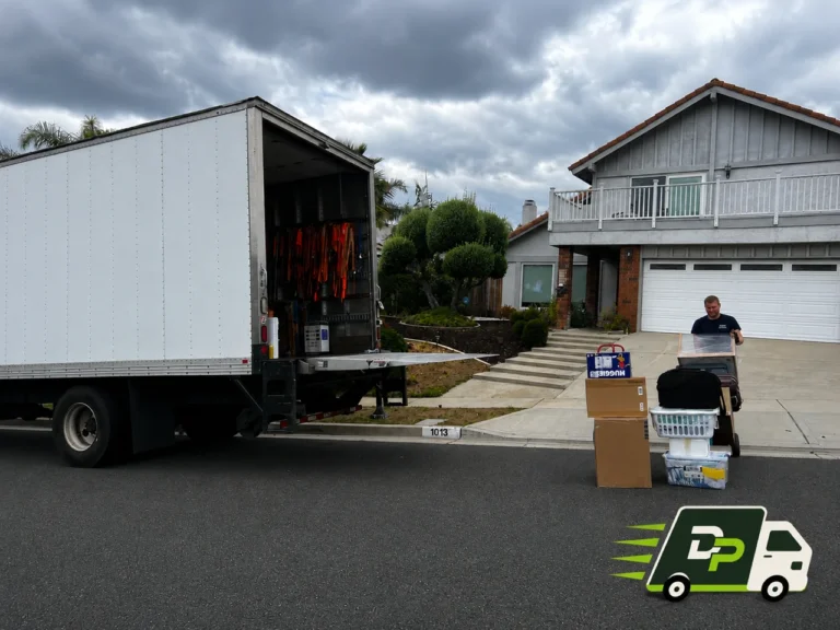 Budget moving company loading household items for a move in Laguna Beach, California