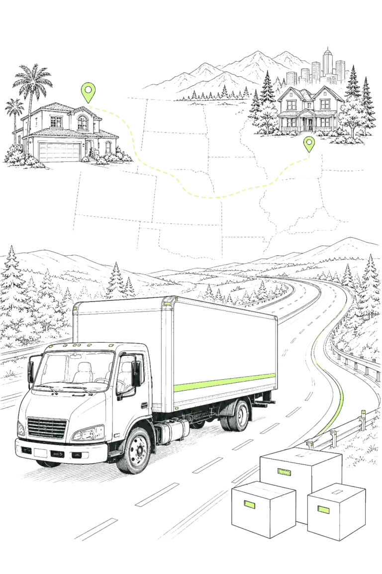 Dana Point Moving Company truck providing long distance moving services from Orange County, CA